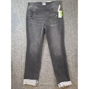Westbound Women Park Ave Fit Mid Rise Cuffed Jeans Black Grey Sz 10L 32x32 NEW